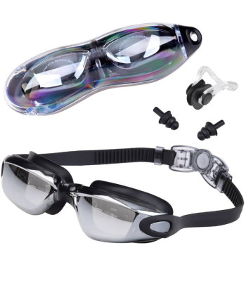 Plaukimo Akiniai UV Anti-Fog + Ausų ir Nosies Kamšteliai SP0792 SR