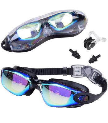Plaukimo akiniai su UV apsauga ir anti-fog technologija + ausų ir nosies kištukai SP0792 ZL