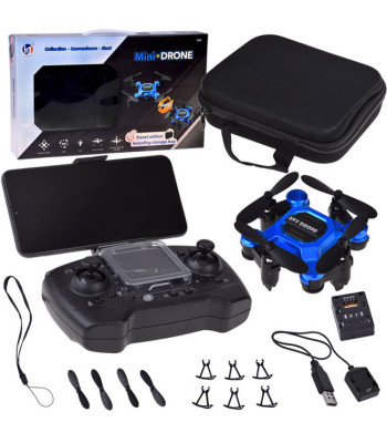 Skraidantis nuotoliniu būdu valdomas mini dronas - sulankstomas modelis su nuotolinio valdymo pultu RC0656