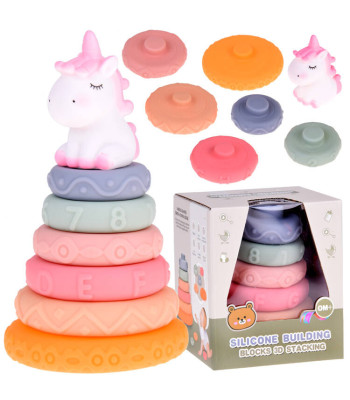 Sensoryinė guminė piramidė su vienaragiu