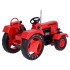 Raudonas metalinis traktorius su priekaba ir guminiais ratais 1:18