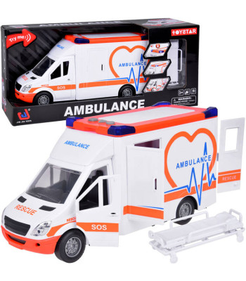 Žaidimų greitosios pagalbos automobilis su šviesos ir garso efektais