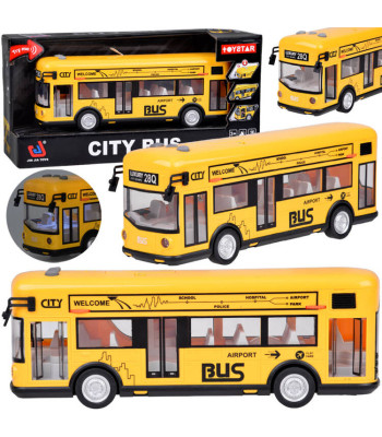 Geltonas žaislinis autobusas su atidaromomis durimis, šviesomis ir muzika ZA5222