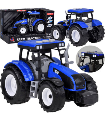 Mėlynas traktorius mažajam ūkininkui su garsais ir šviesomis