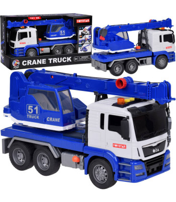 Statybinis žaislinis automobilių kranas su garsais ir šviesomis