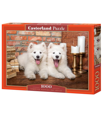Puzzle 1000 dalių Samojedų Šuniukai Sveikinasi C-105137