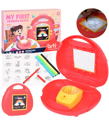 Projektorius 3in1 su lagaminu mokymuisi piešti ir skaidrių rodymui