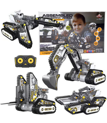 4 viename konstruktorių rinkinys - Statybinės mašinos su nuotoliniu valdymu