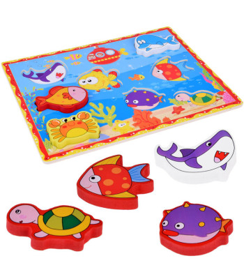 Medinė dėlionė - povandeninis pasaulis žuvytės, 8 dalys