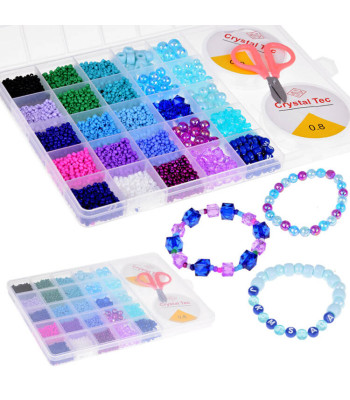 Spalvotų Karoliukų ir Kristalų Rinkinys Apyrankėms Kurti 24 Spalvos ZA5297