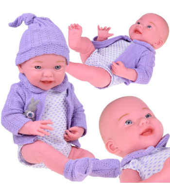 Lėlė kūdikis su violetiniu megztuku 40 cm