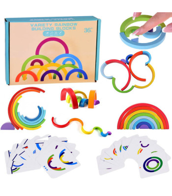 Medinė edukacinė dėlionė Montessori spalvota vaivorykštė su užduotimis