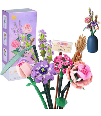 Konstravimo kaladėlių rinkinys „Spalvingų gėlių puokštė“