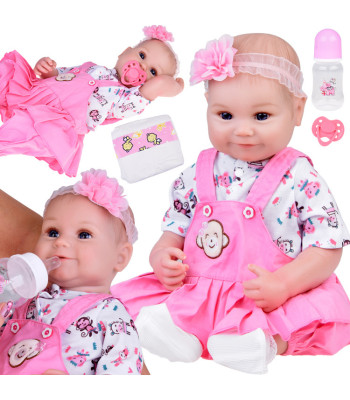 Žavinga minkšta lėlė kūdikis 50 cm kaip tikras + sauskelnės buteliukas