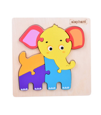 Mediniai dėlionės - Spalvotas Dramblys