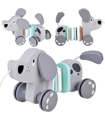 Medinis šuniukas - žaislas su virvele