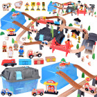 Medinė traukinio rinkinys su blokeliais - Sukurkite savo miestą