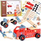 Medinis konstruktorių rinkinys - statyk automobilį ir bokštus