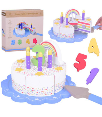 Medinis spalvingas gimtadienio tortas pjaustymui