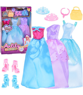 Madingų drabužių rinkinys lėlėms: Suknelės + papuošalai + aksesuarai ZA5414