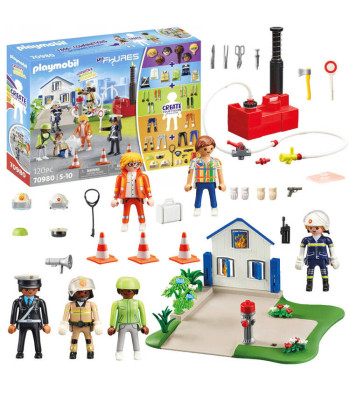 Playmobil My Figures gelbėjimo veiksmo figūrėlės su kaladėlėmis, 120 elementų