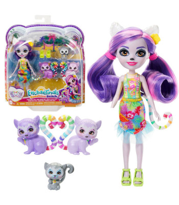 Enchantimals Lėlė Lorinda Lemur su Lemurų Šeima