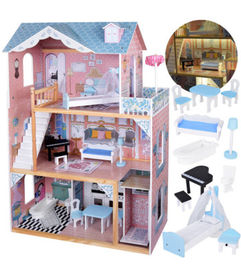 Didelis Medinis Lėlių Namas su Baldais ZA5458
