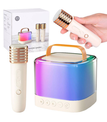 Nešiojamas belaidis garsiakalbis su dviem mikrofonais