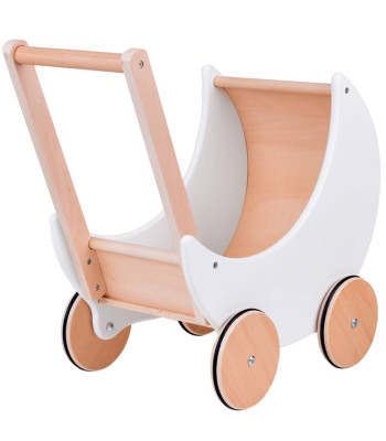 Žavus medinis vežimėlis lėlėms – vaikų stumdukas