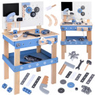 Didelis medinis dirbtuvės rinkinys su įrankiais vaikams