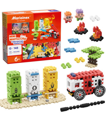 Marioinex Mini Waffle Konstruktoriai Ugniagesių Veiksmas 148 elementų 2 figūrėlės