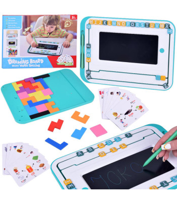 Edukacinis rinkinys 3 viename: LCD lenta ir angliškos kalbos mokymosi kortelės