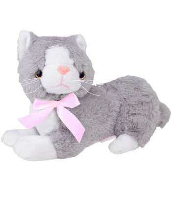 Pliušinis pilkas katinas Flico, 34 cm