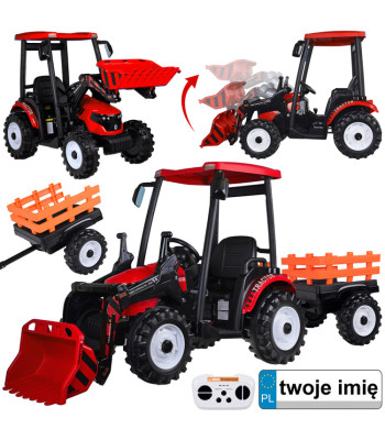 Didelis elektrinis traktorius su priekaba ir kaušu vaikams