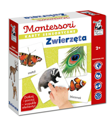 Kapitan Nauka Edukacinis žaidimas MONTESSORI Jutiminės kortelės. Gyvūnai 2+ KS1019