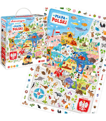CzuCzu Stebėjimo dėlionė Lenkijos žemėlapis 100 dalių 5+ plakatas ZA5561