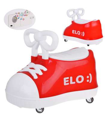Raudonas Trampkas Važinėjimo Žaislas Elo :) - Super Pasukamas + Muzika SP0813