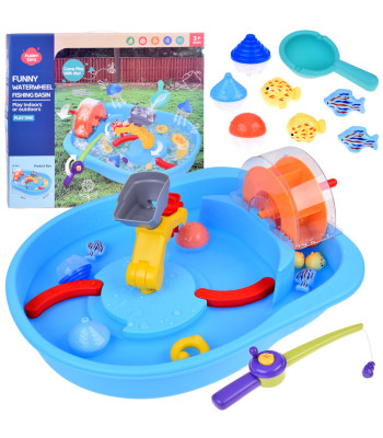 Mėlynas vandens staliukas su malūno ratu