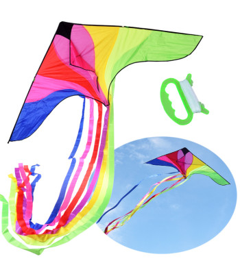 Didelis lengvas aitvaras su spalvotomis juostelėmis 190x100 cm