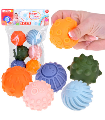 Spalvotos Sensorinės Kamuoliukai su Gumbeliais Vaikams 6 vnt.