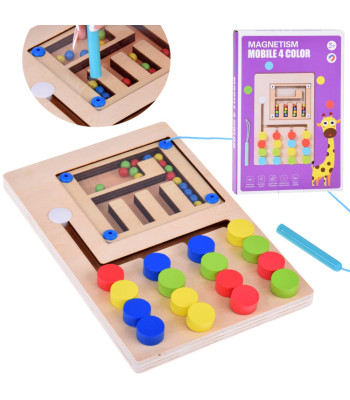 Medinė Montessori lavinamoji dėlionė su kamuoliukais