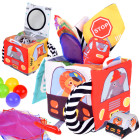 Minkšta Sensorinė Kubo Transporto Priemonės Montessori su Servetėlėmis