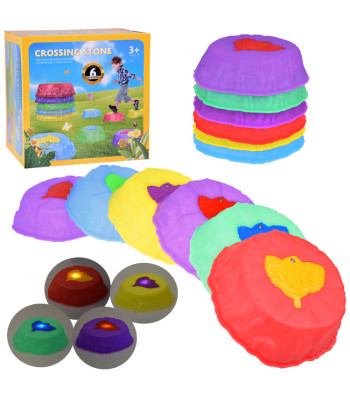 Šviečiantis sensorinis takelis - pusiausvyros treniruotės akmenukai, 6 vnt.