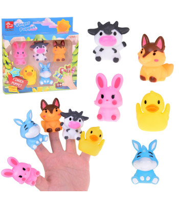 Guminės pirštinės lėlytės gyvūnėliai iš fermos - 5 figūrėlių rinkinys