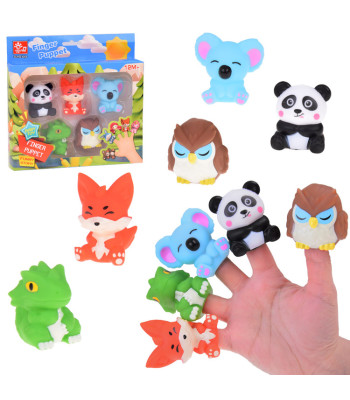Guminės pirštinės lėlytės „Zoologijos sodas“ – 5 figūrėlių rinkinys