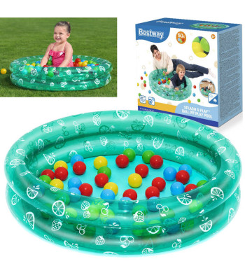 Žalias baseinas su kamuoliukais 91cm x 20cm Bestway + 50 kamuoliukų 51141