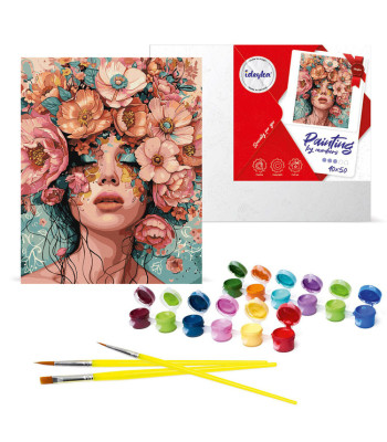 Piešimo rinkinys pagal skaičius "Mergina gėlėse" KHO8440 40x50 AP0045