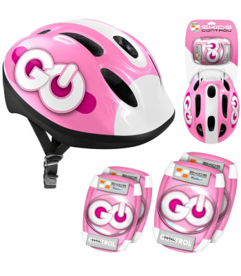 Reguliuojamas vaikų apsaugos rinkinys - šalmas ir apsaugos rožinis