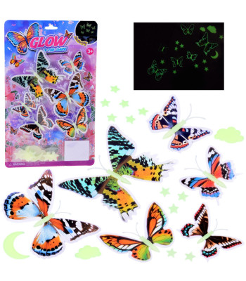 Magiškos fluorescencinės drugeliai ir žvaigždutės - šviečiančios lipdukai ZA5681