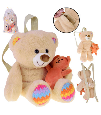 Pliušinis kuprinė meškis su reguliuojamomis petnešomis ZA5683